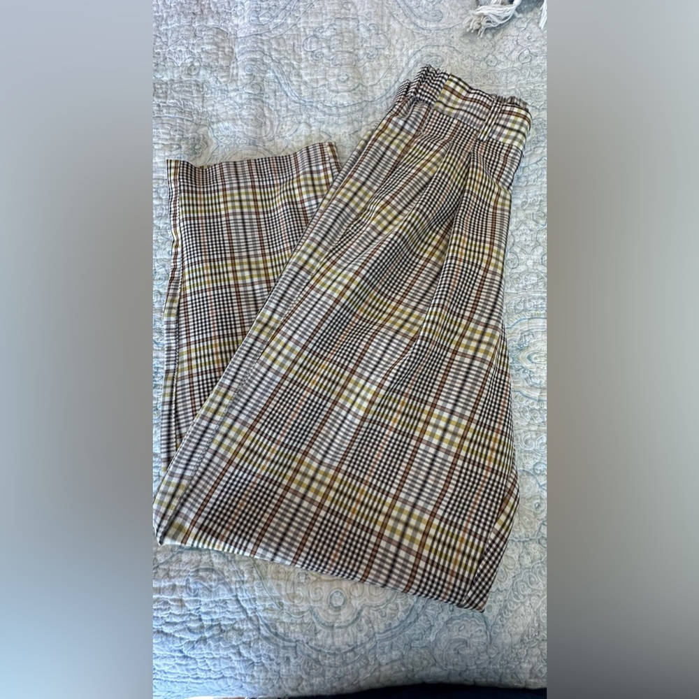 Urban Outfitters Yellow, Brown & Black Plaid Wide Leg Pants